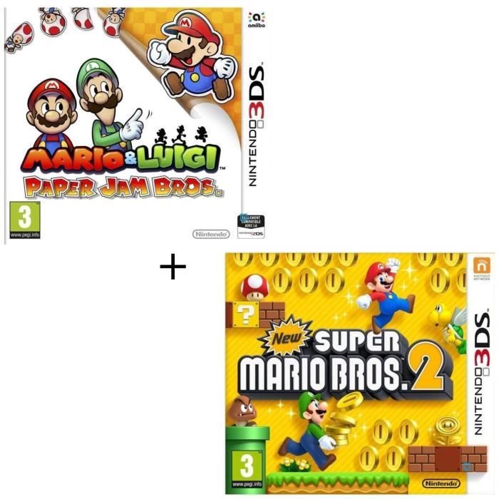 Pack 2 jeux 3DS : Mario & Luigi paper jam + New Super Mario Bros 2