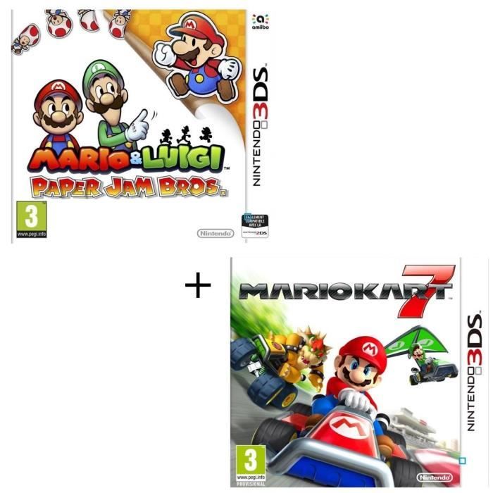 Pack 2 jeux 3DS : Mario & Luigi paper jam + Mario Kart 7 3D
