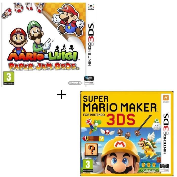 Pack 2 jeux 3DS : Mario & Luigi paper jam + Super Mario Maker