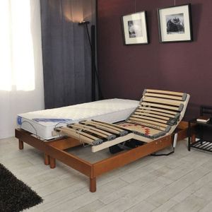 GFL BELLE LITERIE Ensemble matelas + sommiers 2x80x200cm 17cm latex équilibré 80 kg/m? relaxation électrique