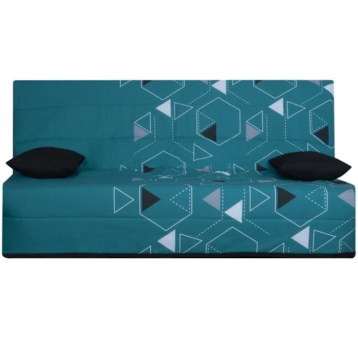 SPLOT Banquette clic-clac 3 places - Tissu Poly Bleu - Made in France - L 190 x 95 cm