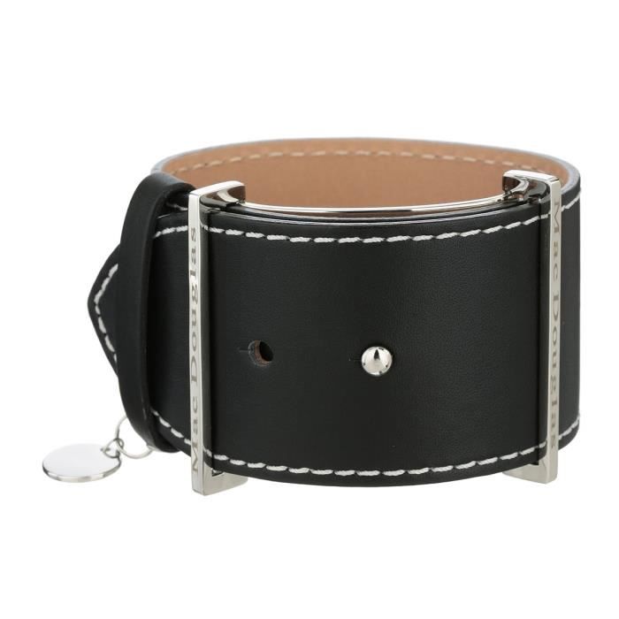 MAC DOUGLAS Bracelet Acier Cuir Noir Manchette Mac Douglas 37 Mm