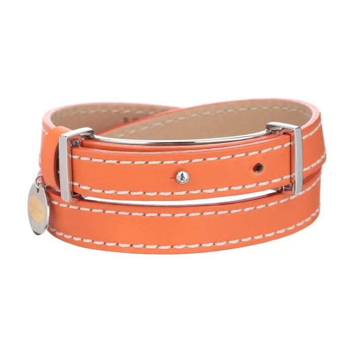 MAC DOUGLAS Bracelet Acier Cuir Orange Mac Douglas 10 Mm 2 Tours