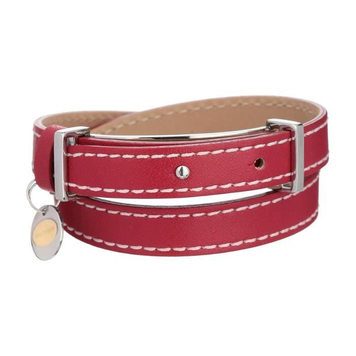 MAC DOUGLAS Bracelet Acier Cuir Rouge Mac Douglas 10 Mm 2 Tours