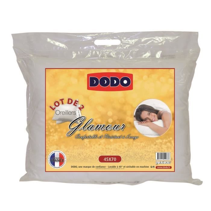 DODO Lot de 2 Oreillers GLAMOUR 45x70 cm- Blanc