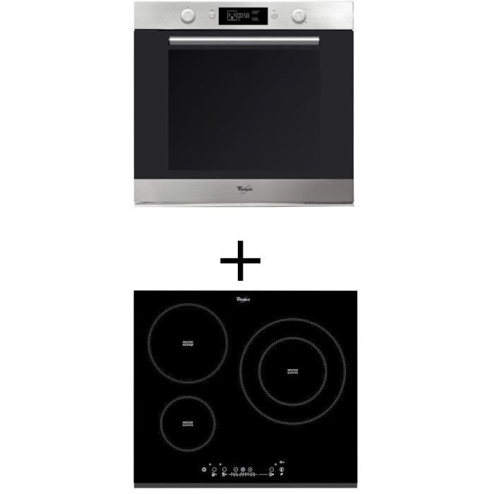 PACK cuisson WHIRLPOOL AKZM740IX-Four électrique encastrable-Chaleur pulsée-73L-+ ACM860BF-Table de cuisson induction-3 zones-7000 W