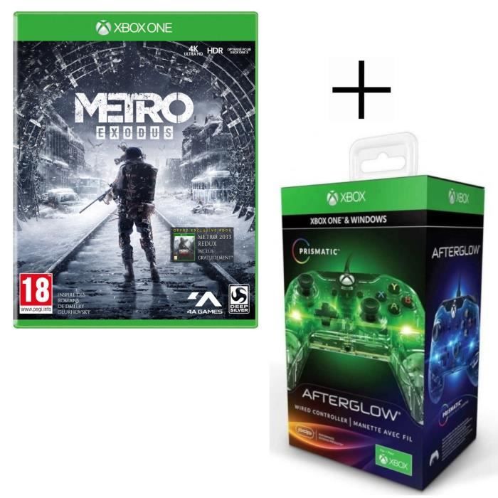 Metro Exodus Jeu Xbox One + Manette filaire PDP Afterglow Prismatic