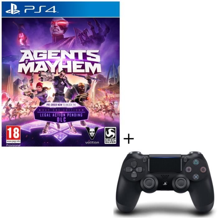 Agents Of Mayhem Day One Edition Jeu PS4 + Manette DualShock 4 Noire V2