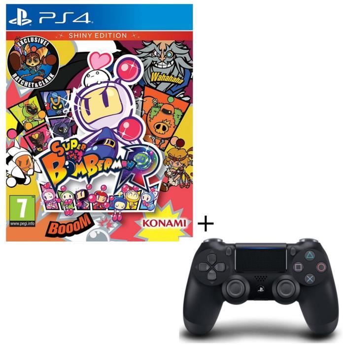 Pack Manette DualShock 4 Noire + Super Bomberman R: Shiny Edition Jeu PS4