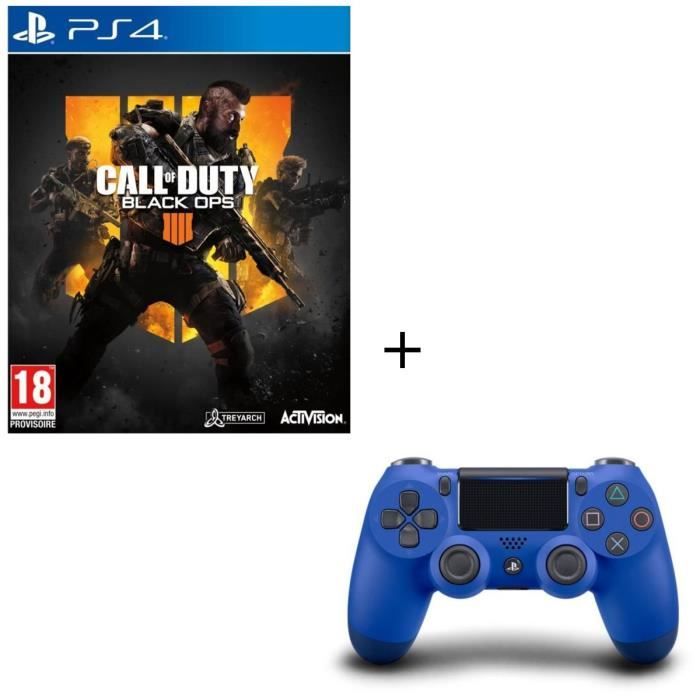 Pack Call of Duty Black OPS 4 Jeu PS4 + Manette PS4 DualShock Bleue V2
