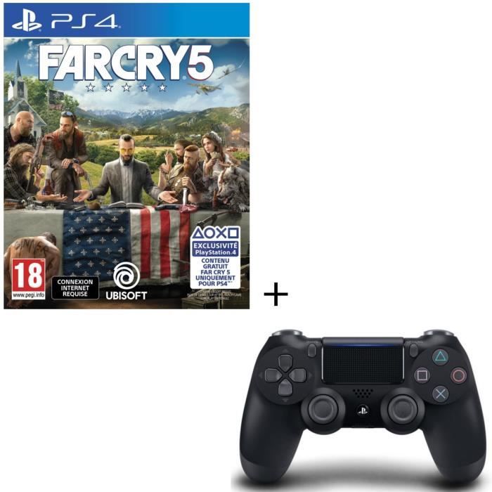 Far Cry 5 Jeu PS4 + Manette PS4 DualShock 4 Noire V2