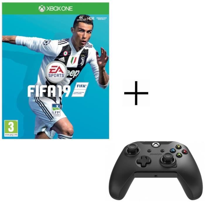 FIFA 19 Jeu Xbox One + Manette PDP Afterglow Noire Xbox One