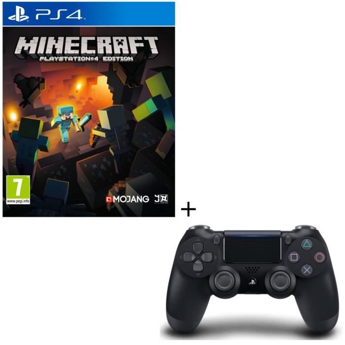 Pack Minecraft Jeu PS4 + Manette PS4 DualShock 4 Noire V2