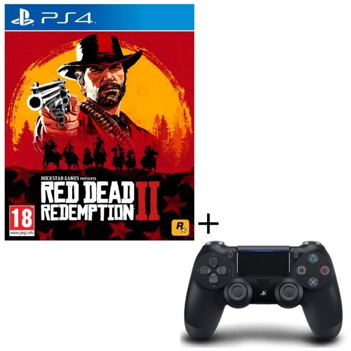 Pack PS4 : Red Dead Redemption 2 + Manette PS4 DualShock 4 Noire V2