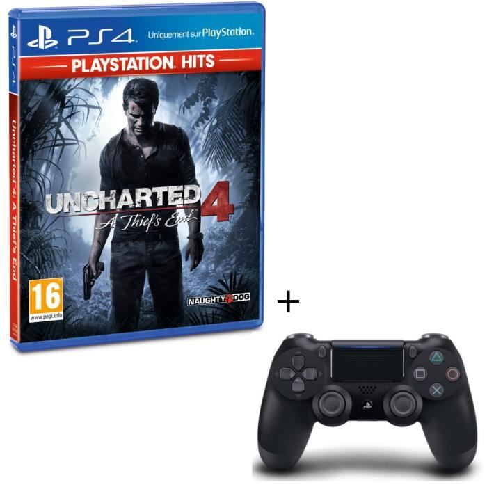 Pack Uncharted 4 A Thief's End PlayStation Hits + Manette PS4 DualShock 4 Noire V2