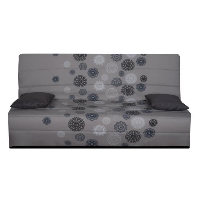 SPLOT Banquette clic-clac 3 places - Tissu motif Mandala - Made in France - L 190 x P 95 cm