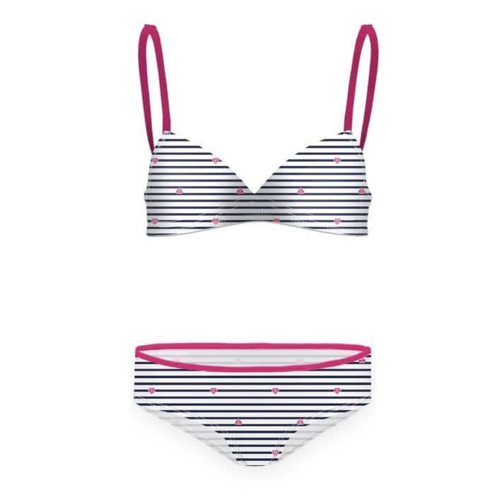 FREEGUN Ensemble Boxer + Soutien-gorge Marin Blanc et Bleu Enfant Fille