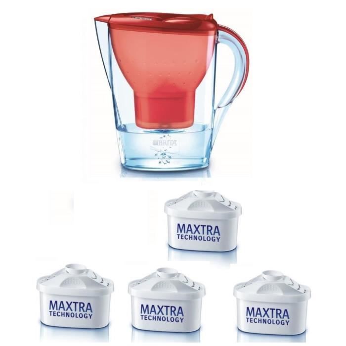 BRITA 1 carafe MARELLA ROUGE + 4 Cartouches