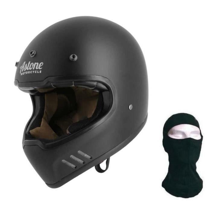 ASTONE Casque Intégral Super Retro + cagoule - Noir mat