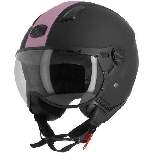 ASTONE Casque Jet KSR-2 - Noir mat et rose