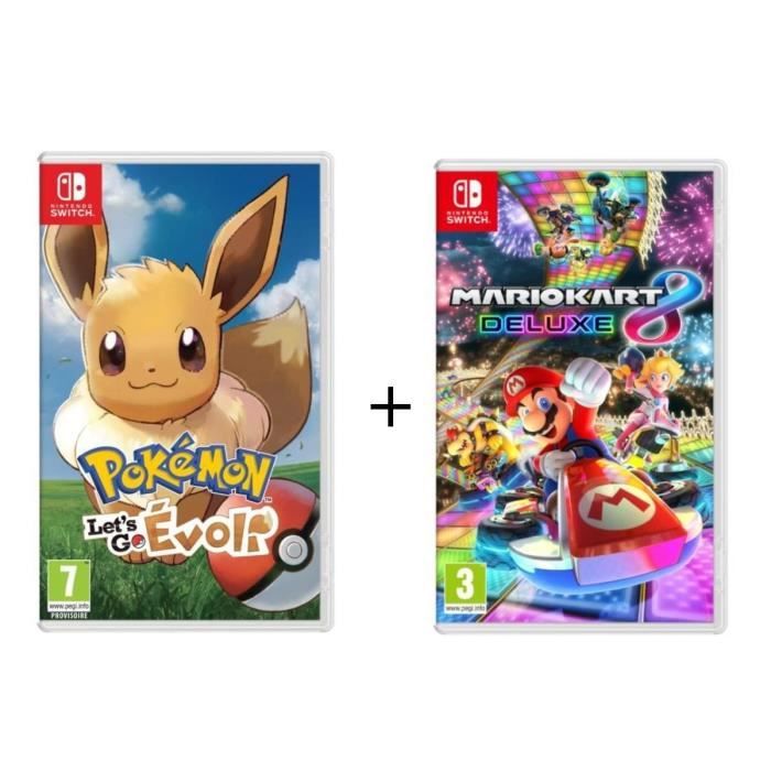 Pack 2 Jeux Nintendo Switch : Pokémon : Let's go, Evoli + Mario Kart 8 Deluxe