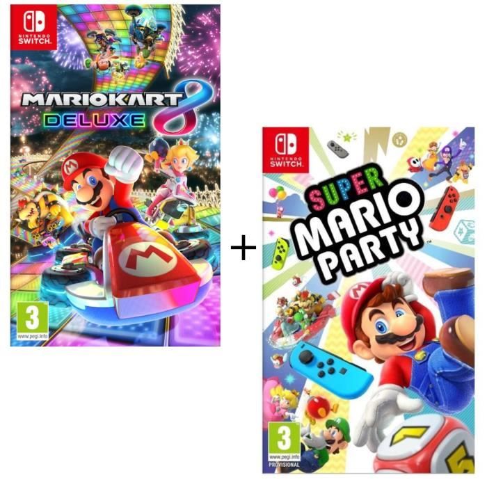 Pack 2 jeux Switch : Super Mario Party + Mario Kart 8 Deluxe