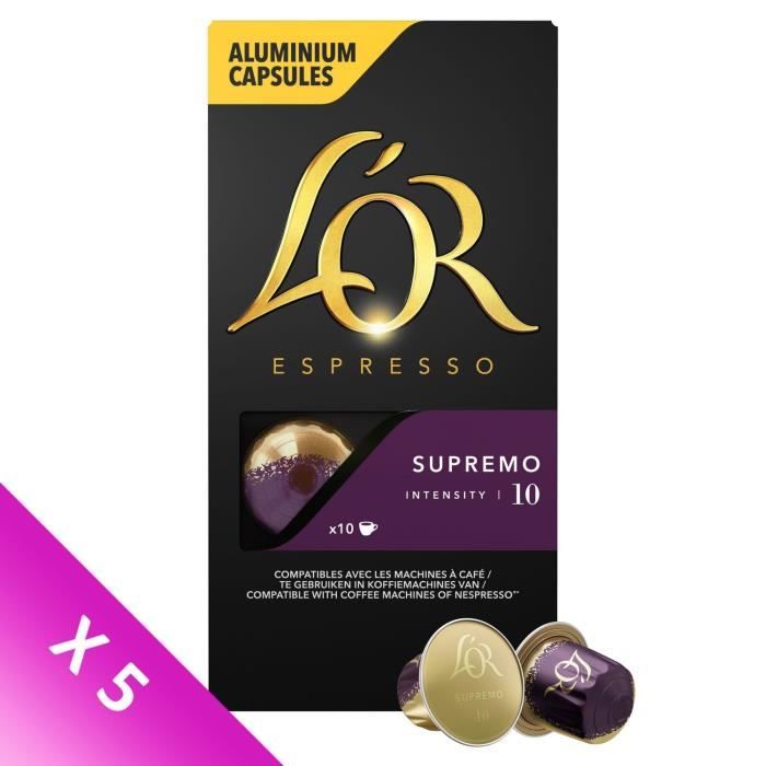 L'OR ESPRESSO Café Supremo Intensité 10 - 5 paquets de 10 capsules en aluminium
