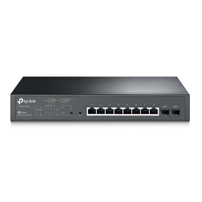 TP-LINK Smart Switch Niveau 2 T1500G-10MPS 8 Ports Gigabit RJ45 PŒ+ 116W -2 Ports Gigabit SFP
