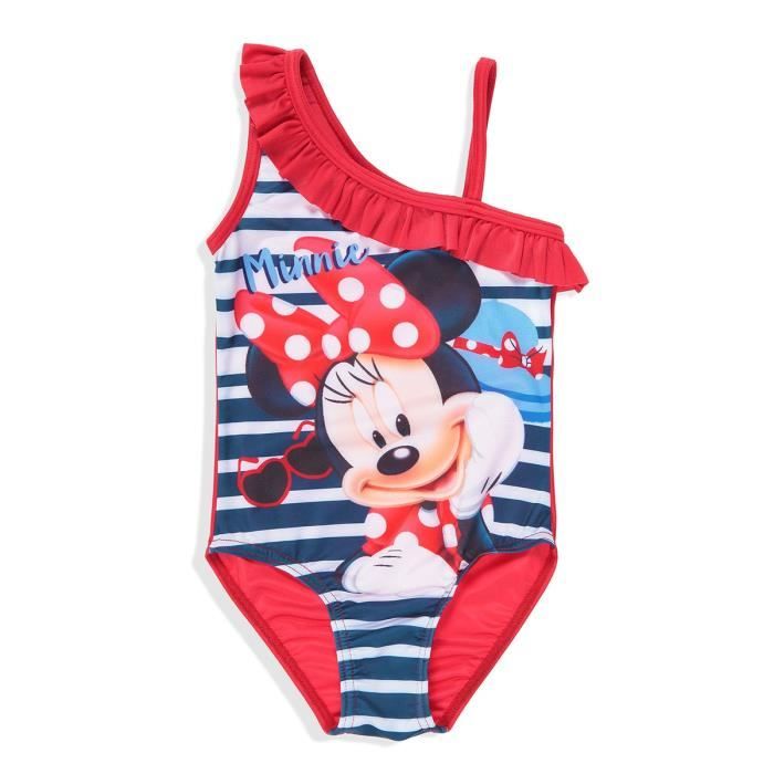 MINNIE - Maillot de Bain Rouge 1 Pièce Imprimé à Bretelles Fantaisies - Enfant Fille