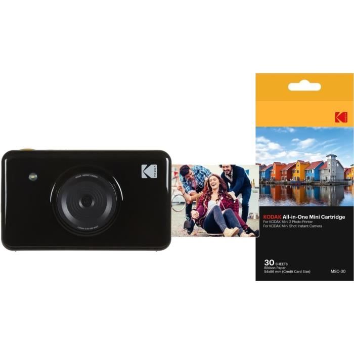 Pack Kodak Mini Shot Appareil photo instantané avec Ecran + Pack de 30 feuilles compatible Mini Shot et imprimante Mini 2