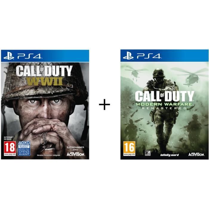 Pack de 2 Jeux PS4 : Call of Duty World War II + Call of Duty Modern Warfare Remastered