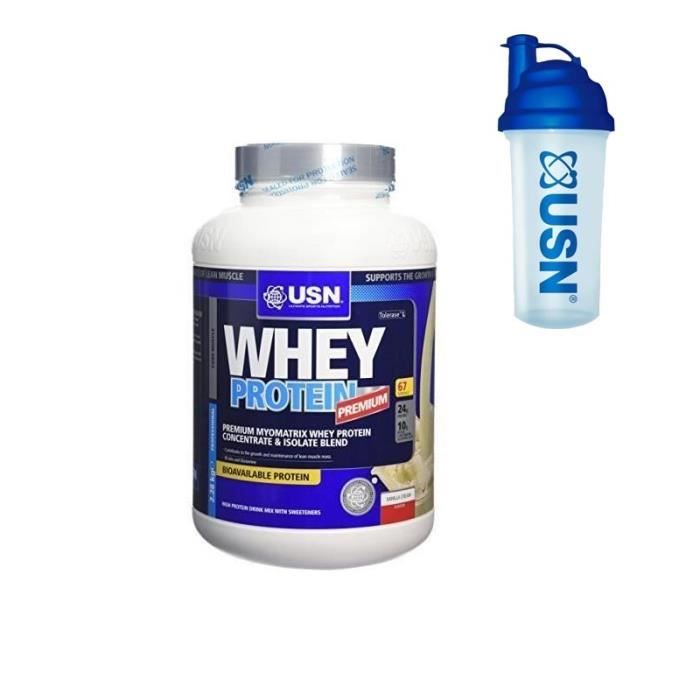 USN Protéine 100% Whey 2.28 kg + Pre-entraînement Shaker