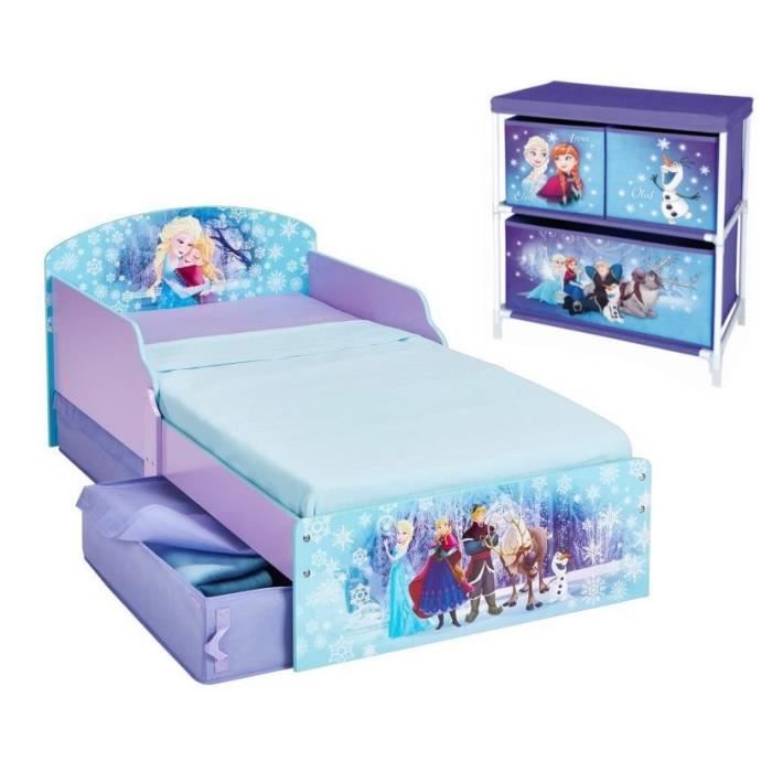 LA REINE DES NEIGES Pack Lit Enfant avec Tiroirs + Meuble de Rangement - Worlds Apart