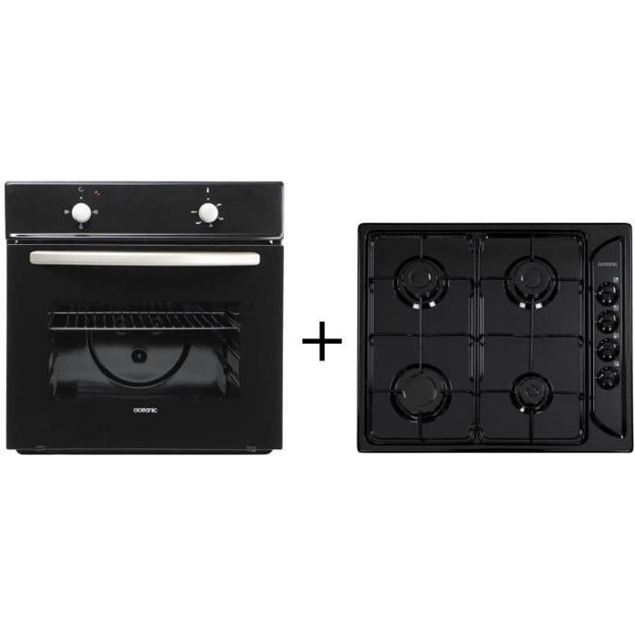 PACK cuisson OCEANIC: FCN3B - Four électrique 65L Noir + OCEACTG4EB Table gaz 4 foyers