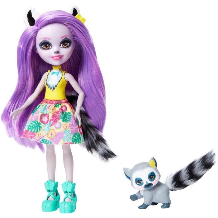 ENCHANTIMALS - Larissa Lémurien & Ringlet - Mini Poupée 15cm & sa figurine animal