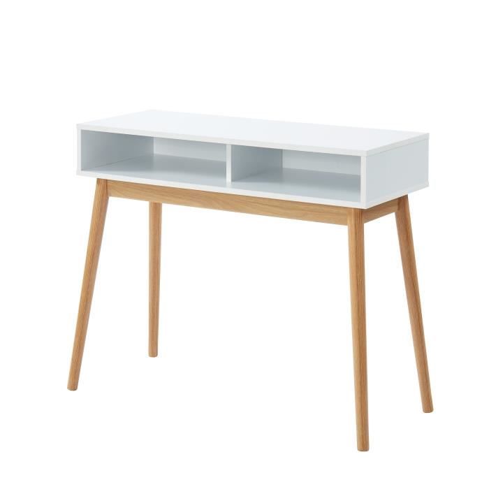 HERMAN Console style scandinave - Décor blanc - L 95 x P 38 x H 78 cm