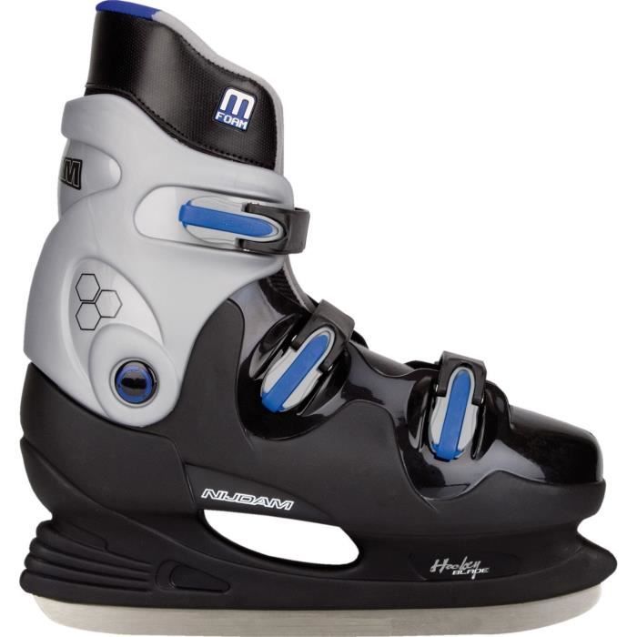NIJDAM Patins de hockey sur glace rigides - Noir / Bleu