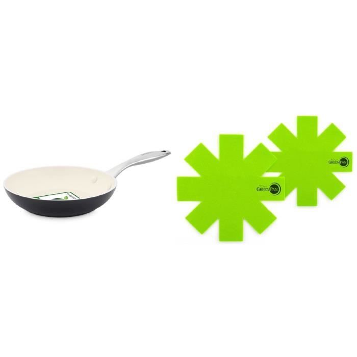 GREENPAN HERITAGE Poêle 20cm tous feux dont induction + 2 protèges poêles 24-34 cm
