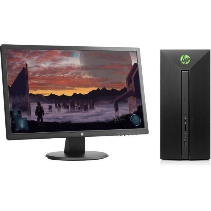 HP PC de Bureau Gamer Pavilion 580072nf - RAM 8Go - Core i7-7700 - NVIDIA GTX 1050 - Stockage 2To + Ecran 24\