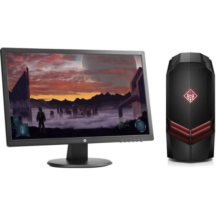 HP PC de Bureau Gamer Omen 880086nf - RAM 8Go - Core i5-7400 - NVIDIA GTX 1050 - Stockage 128Go SSD + 1To + Ecran 24\
