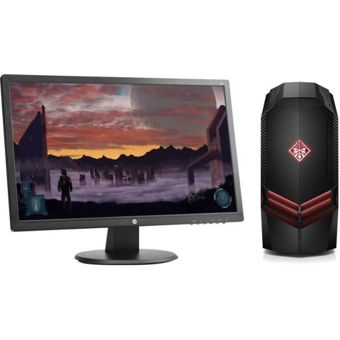 HP PC de Bureau Gamer Omen 880087nf - RAM 8Go - Core i5-7400 - NVIDIA GTX 1050 - Stockage 16Go Optane + 1To + Ecran 24\