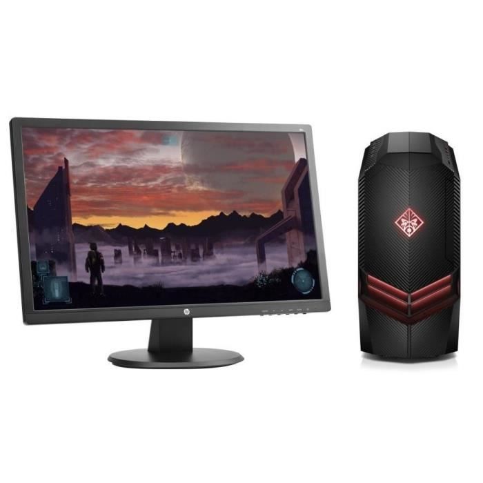 HP PC de Bureau Gamer Omen 880096nf - RAM 8Go - AMD RYZEN 7 1700 - NVIDIA GTX 1050 - Stockage 1To + Ecran 24\