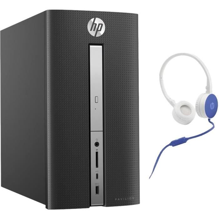 HP Pavilion PC de bureau - 570p017nf - 4 Go de RAM - Intel Core I3-7100 - Intel HD Graphics- Disque dur 1To + Casque stéréo