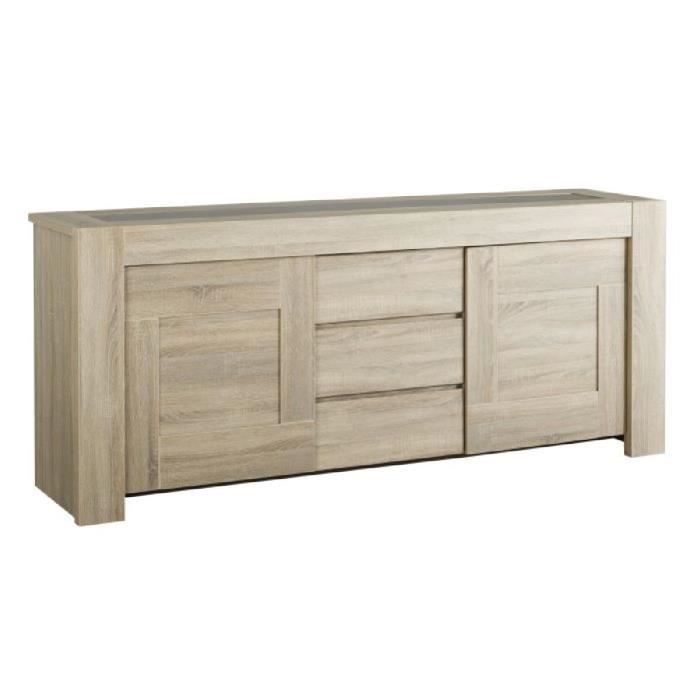 MATHIAS Enfilade style contemporain - Décor chêne - L 216 cm
