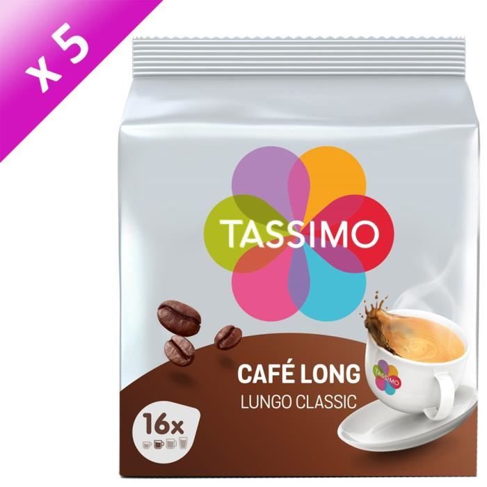 TASSIMO Café long classique - 5 paquets de 16 dosettes