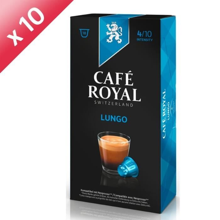 Lot de 100 capsules Café Royal Lungo Capsules Compatibles Système Nespresso ®