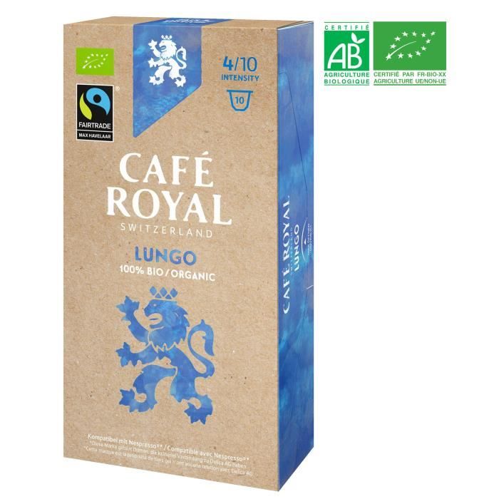 CAFE ROYAL Lungo - Compatibles avec le système Nespresso - Bio - 10 Capsules