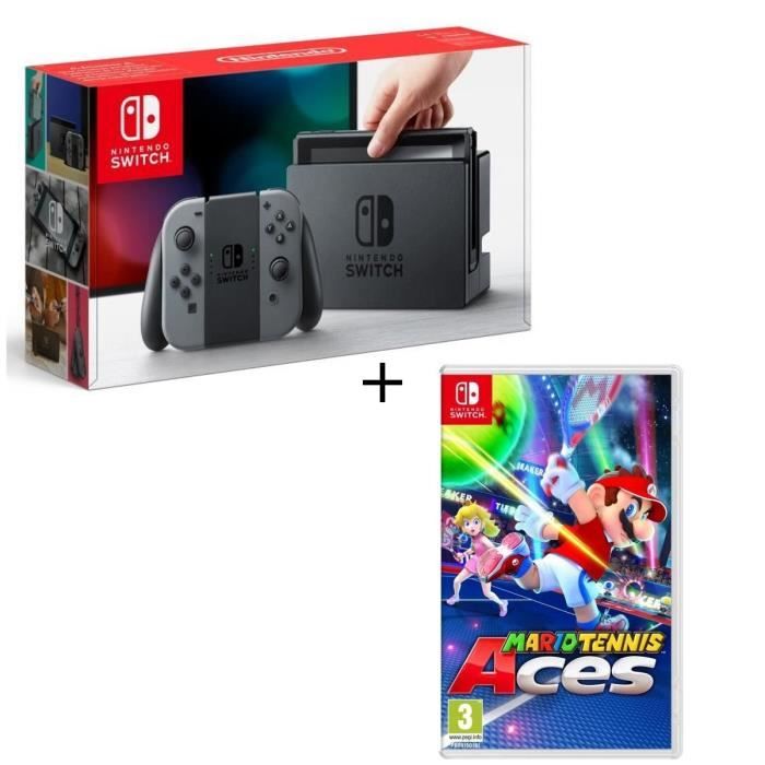 Console Nintendo Switch avec paire de Joy-Con gris + Mario Tennis Aces