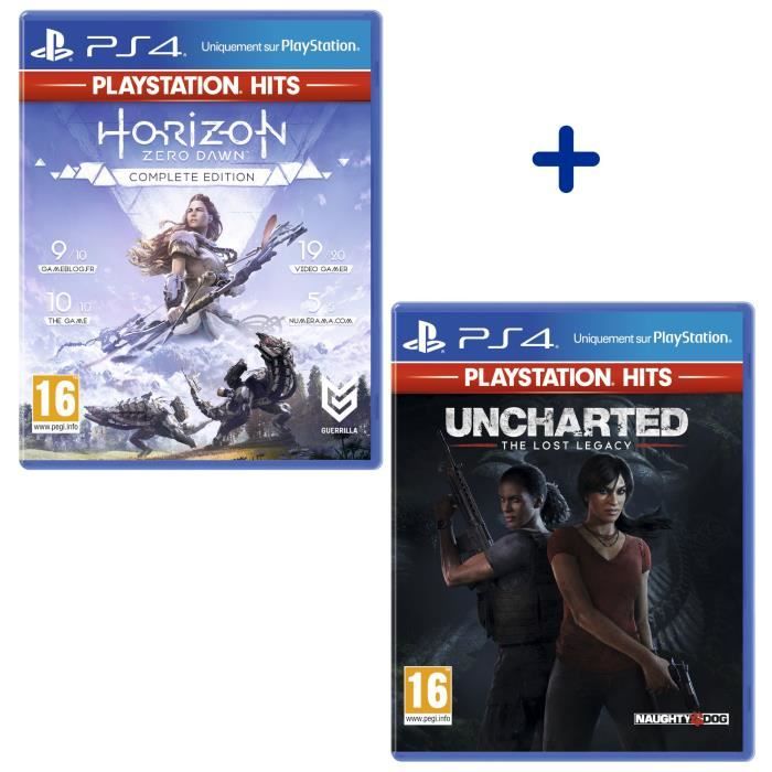 Pack 2 Jeux PS4 PlayStation Hits : Horizon Zero Dawn Complete Edition + Uncharted: The Lost Legacy