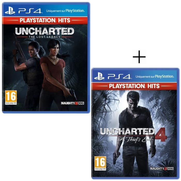 Pack 2 Jeux PS4 PlayStation Hits : Uncharted 4: A Thief's End + Uncharted: The Lost Legacy